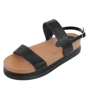 Black 2 Band Slingback Flatform Sandal